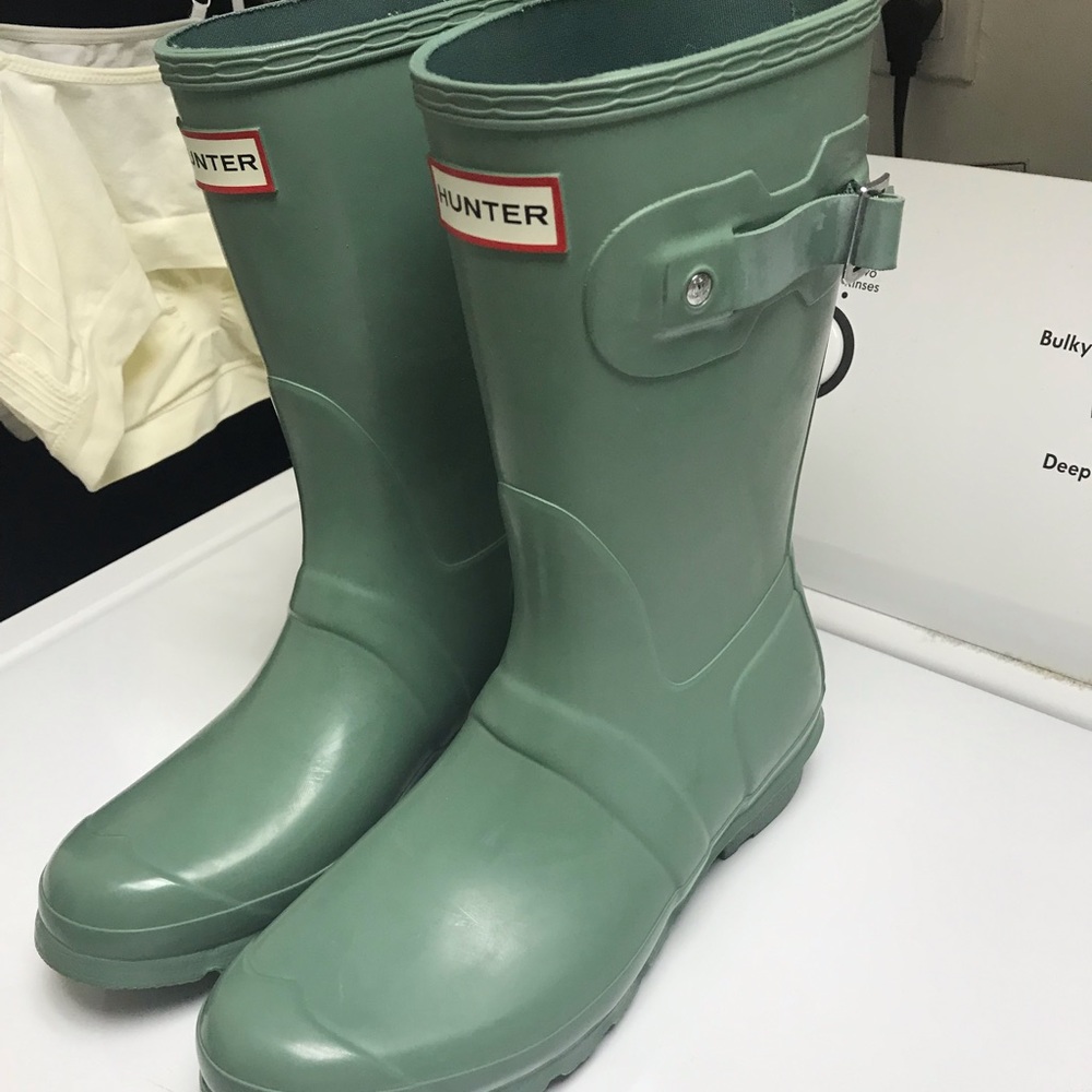 Hunter green rain boots size 9
